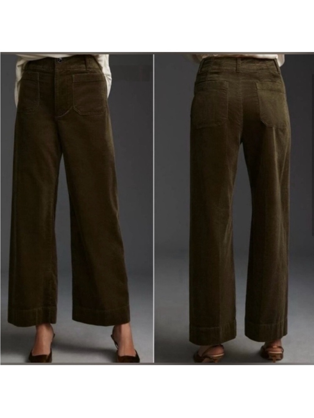 Anthropologie Maeve The Colette Olive Corduroy Pants Size: 28 - Picture 3 of 8